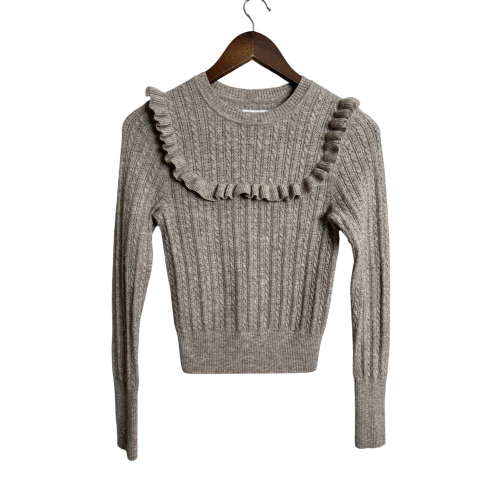 Doen Tamarind Sweater in Heathered Oatmeal size XS Baby Alpaca Ruffle